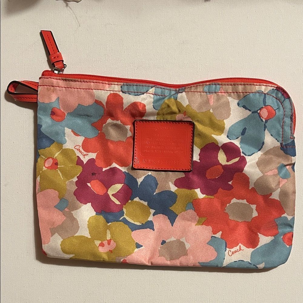Coach Floral Cosmetic Bag - Red and Multicolor